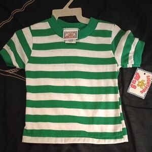 Vibrant Green Striped Kids Tee
